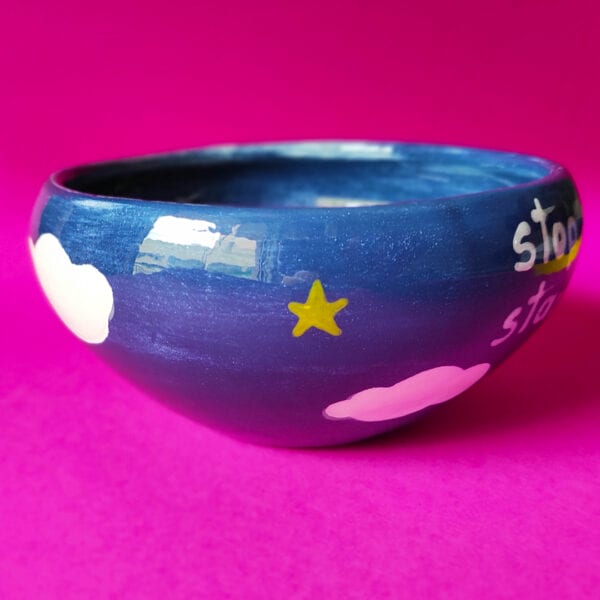 Handmade Ceramic Bowl Blue "Stop Normal Start Magic" - Divine Vibes