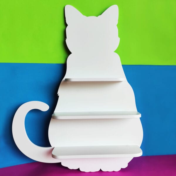 Wooden Shelf “White Cat” - Divine Vibes