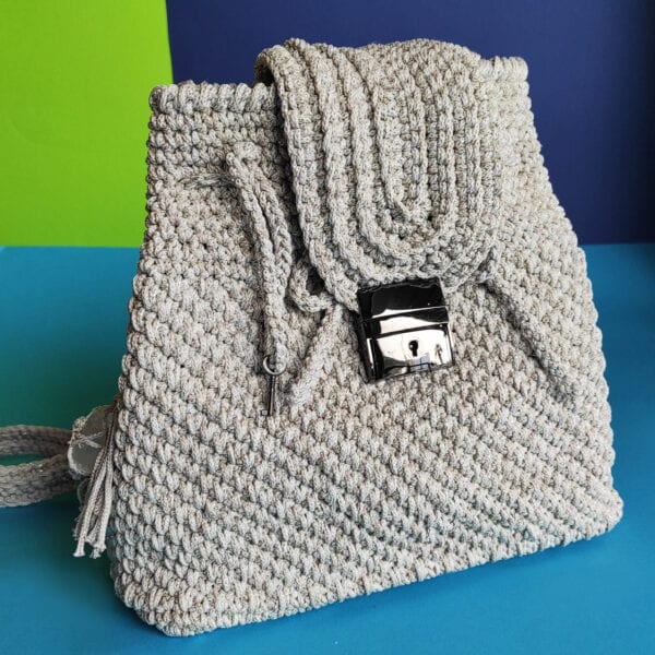 Hand Woven Cross Body Grey Wool Bag with Crystal - Divine Vibes