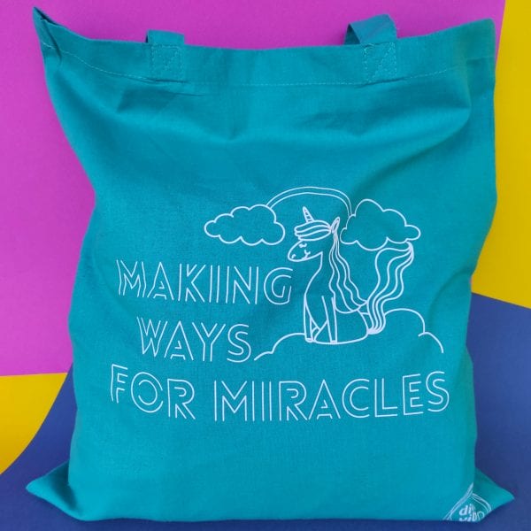 Sac Shopping Émeraude à Anses Longues “Making Ways for Miracles" - Divine Vibes