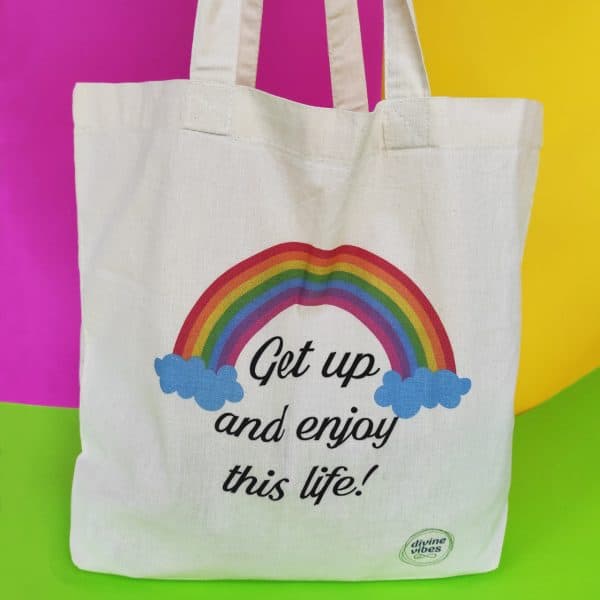 Cotton Shopping Bag Natural "Get Up and Enjoy this Life" - Divine Vibes